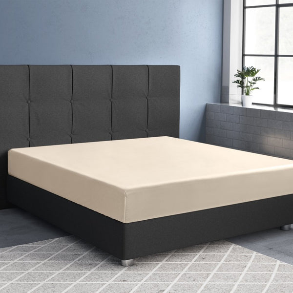 100% Cotton Satin Fitted Sheet | Sand | Single Narrow (EU) 70 x 200cm (L) x 30cm (D) - The Bedding & Blankets Store