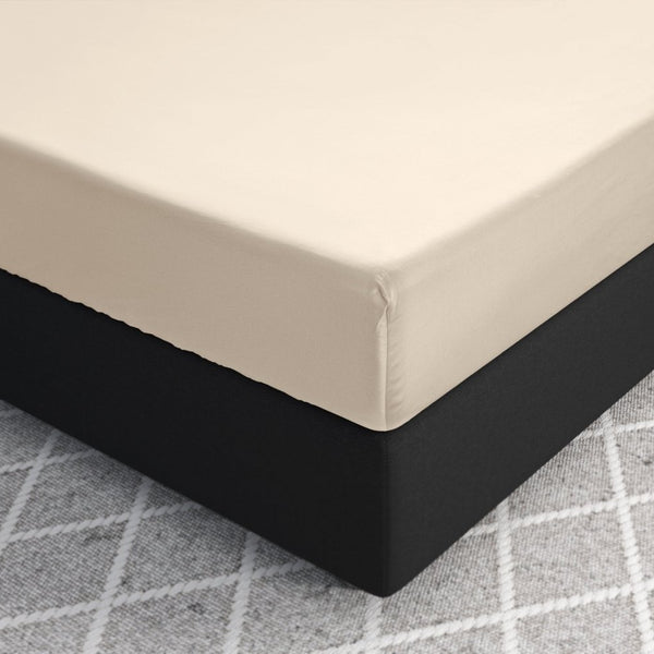 100% Cotton Satin Fitted Sheet | Sand | Single Narrow (EU) 70 x 200cm (L) x 30cm (D) - The Bedding & Blankets Store