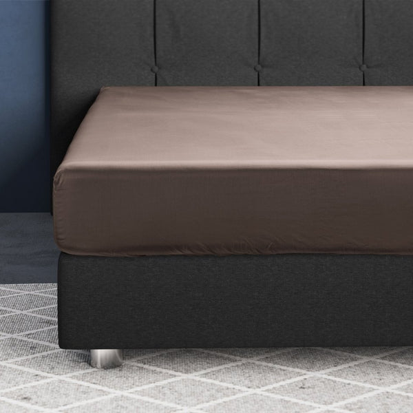 100% Cotton Satin Fitted Sheet | Taupe | Single Narrow (EU) 70 x 200cm (L) x 30cm (D) - The Bedding & Blankets Store