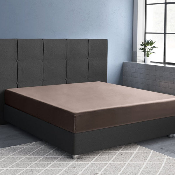 100% Cotton Satin Fitted Sheet | Taupe | Single Narrow (EU) 70 x 200cm (L) x 30cm (D) - The Bedding & Blankets Store