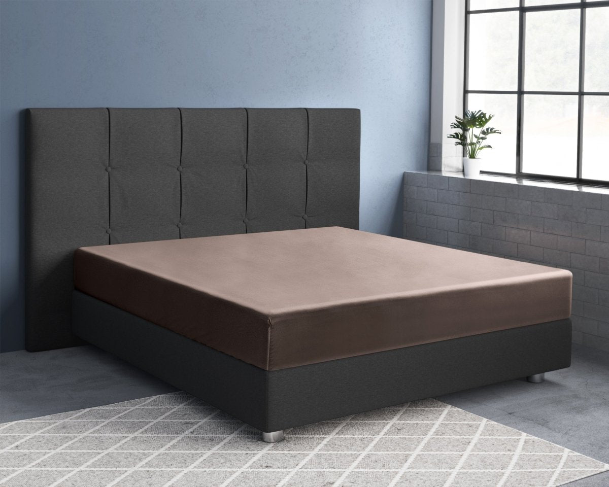 100% Cotton Satin Fitted Sheet | Taupe | Single Narrow (EU) 70 x 200cm (L) x 30cm (D) - The Bedding & Blankets Store