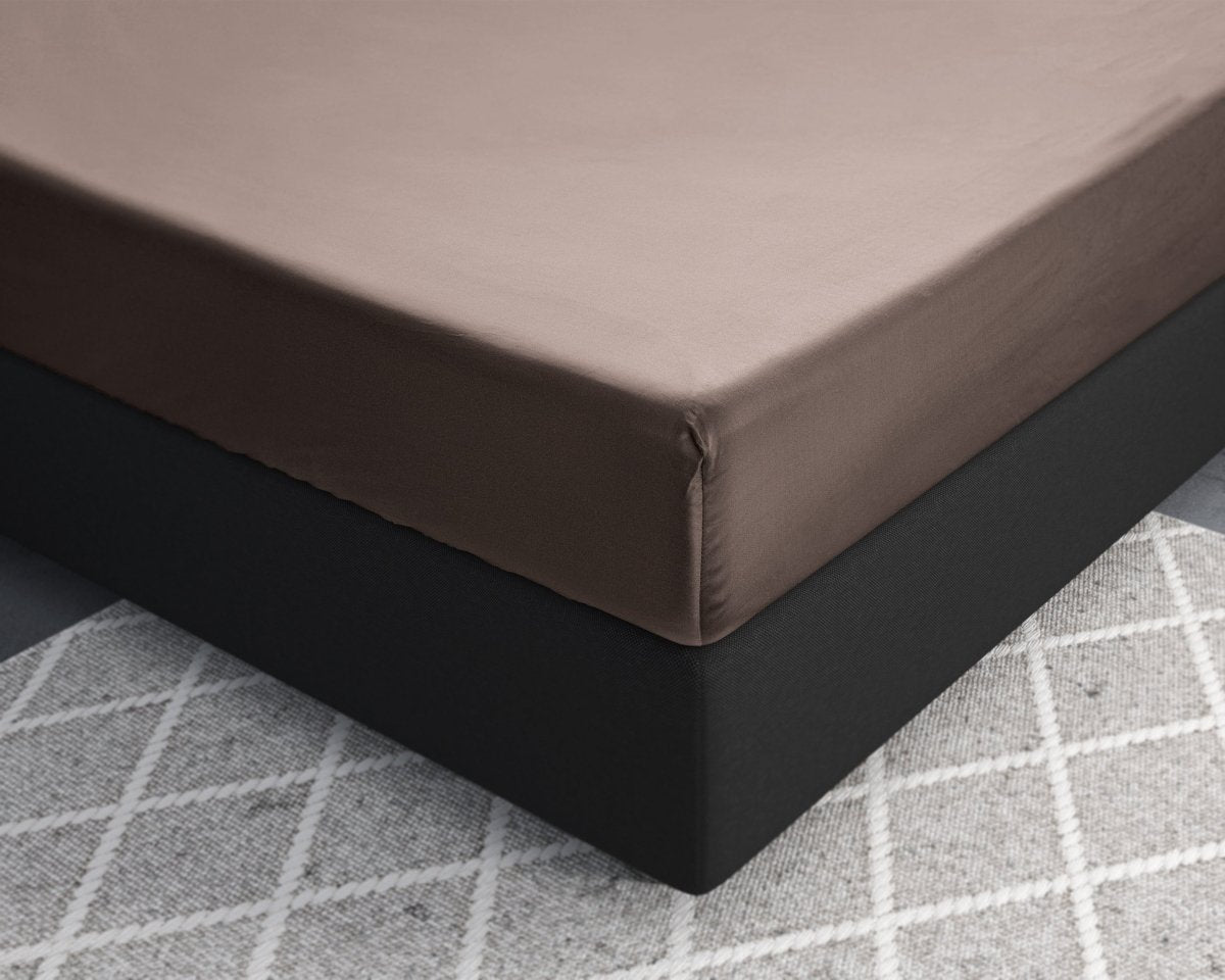 100% Cotton Satin Fitted Sheet | Taupe | Single Narrow (EU) 70 x 200cm (L) x 30cm (D) - The Bedding & Blankets Store