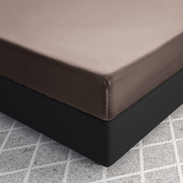 100% Cotton Satin Fitted Sheet | Taupe | Single Narrow (EU) 70 x 200cm (L) x 30cm (D) - The Bedding & Blankets Store