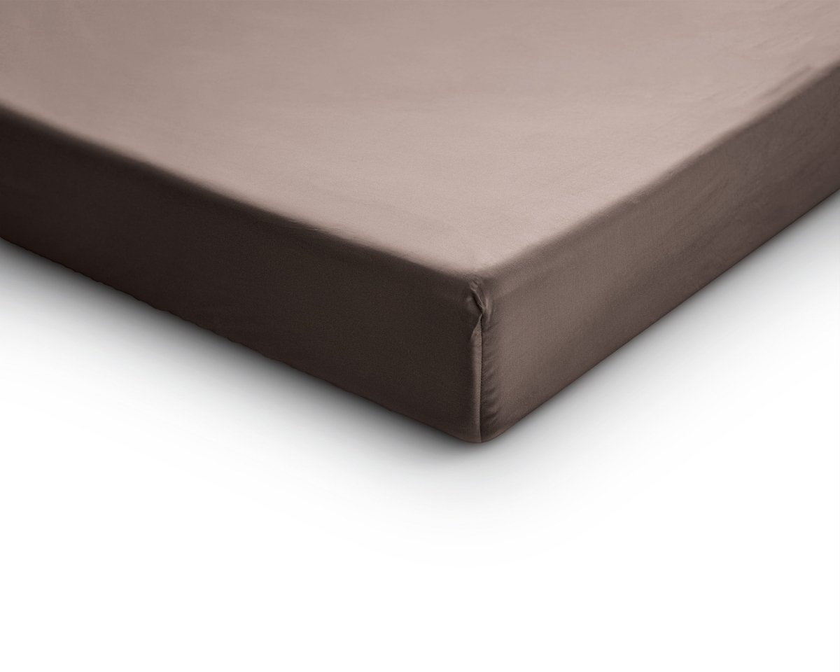 100% Cotton Satin Fitted Sheet | Taupe | Single Narrow (EU) 70 x 200cm (L) x 30cm (D) - The Bedding & Blankets Store