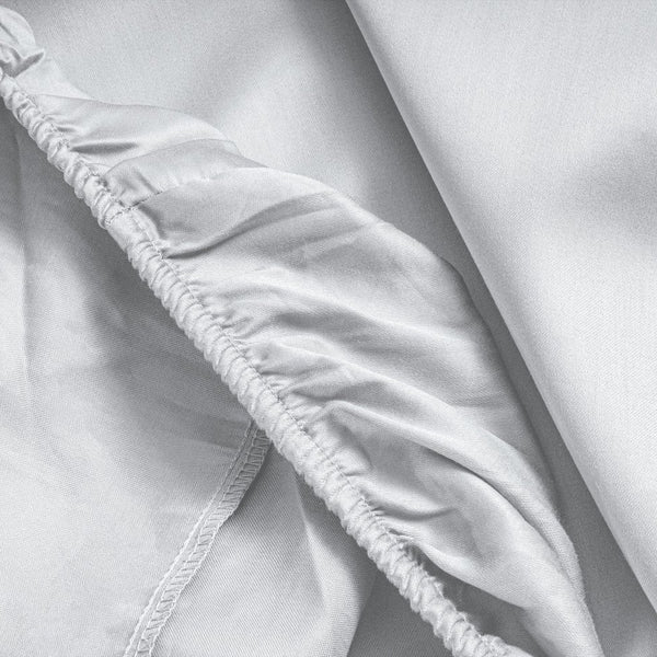 100% Cotton Satin Fitted Sheet | White | Single Narrow (EU) 70 x 200cm (L) x 30cm (D) - The Bedding & Blankets Store