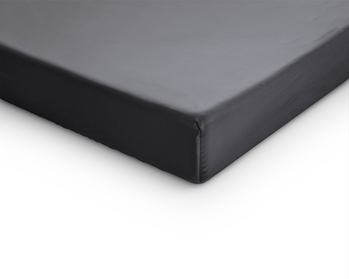 100% Cotton Satin Mattress Topper Fitted Sheet | Anthracite Grey | Single 90 x 200cm (L) x 15cm (D) - The Bedding & Blankets Store