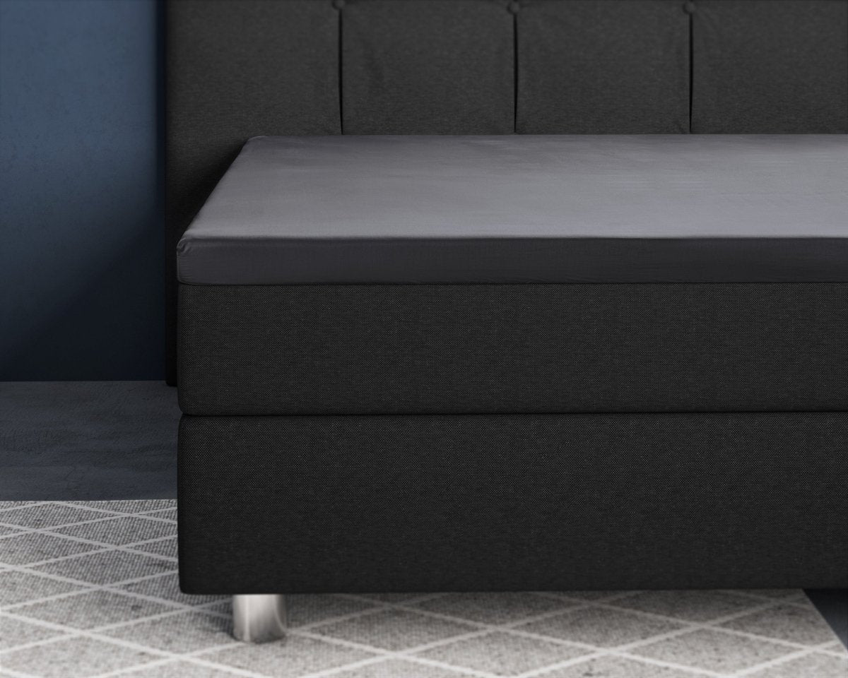 100% Cotton Satin Mattress Topper Fitted Sheet | Anthracite Grey | Single 90 x 200cm (L) x 15cm (D) - The Bedding & Blankets Store