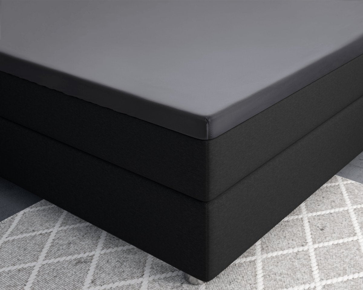 100% Cotton Satin Mattress Topper Fitted Sheet | Anthracite Grey | Single 90 x 200cm (L) x 15cm (D) - The Bedding & Blankets Store