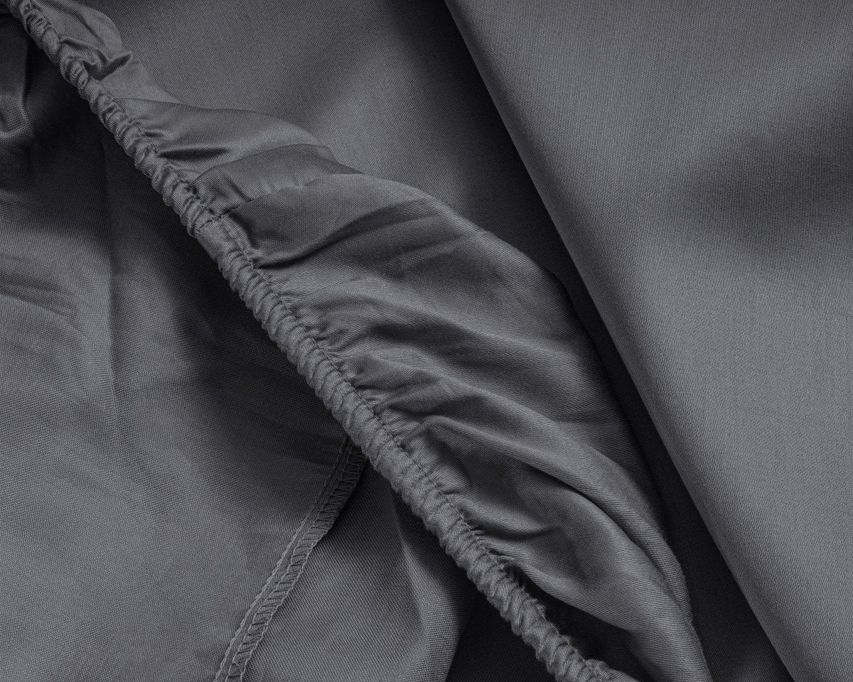 100% Cotton Satin Mattress Topper Fitted Sheet | Anthracite Grey | Single 90 x 200cm (L) x 15cm (D) - The Bedding & Blankets Store