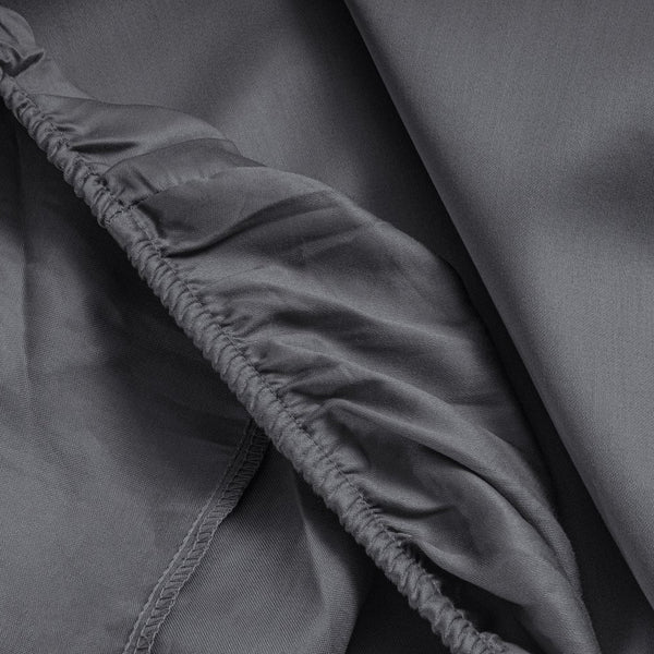 100% Cotton Satin Mattress Topper Fitted Sheet | Anthracite Grey | Single 90 x 200cm (L) x 15cm (D) - The Bedding & Blankets Store