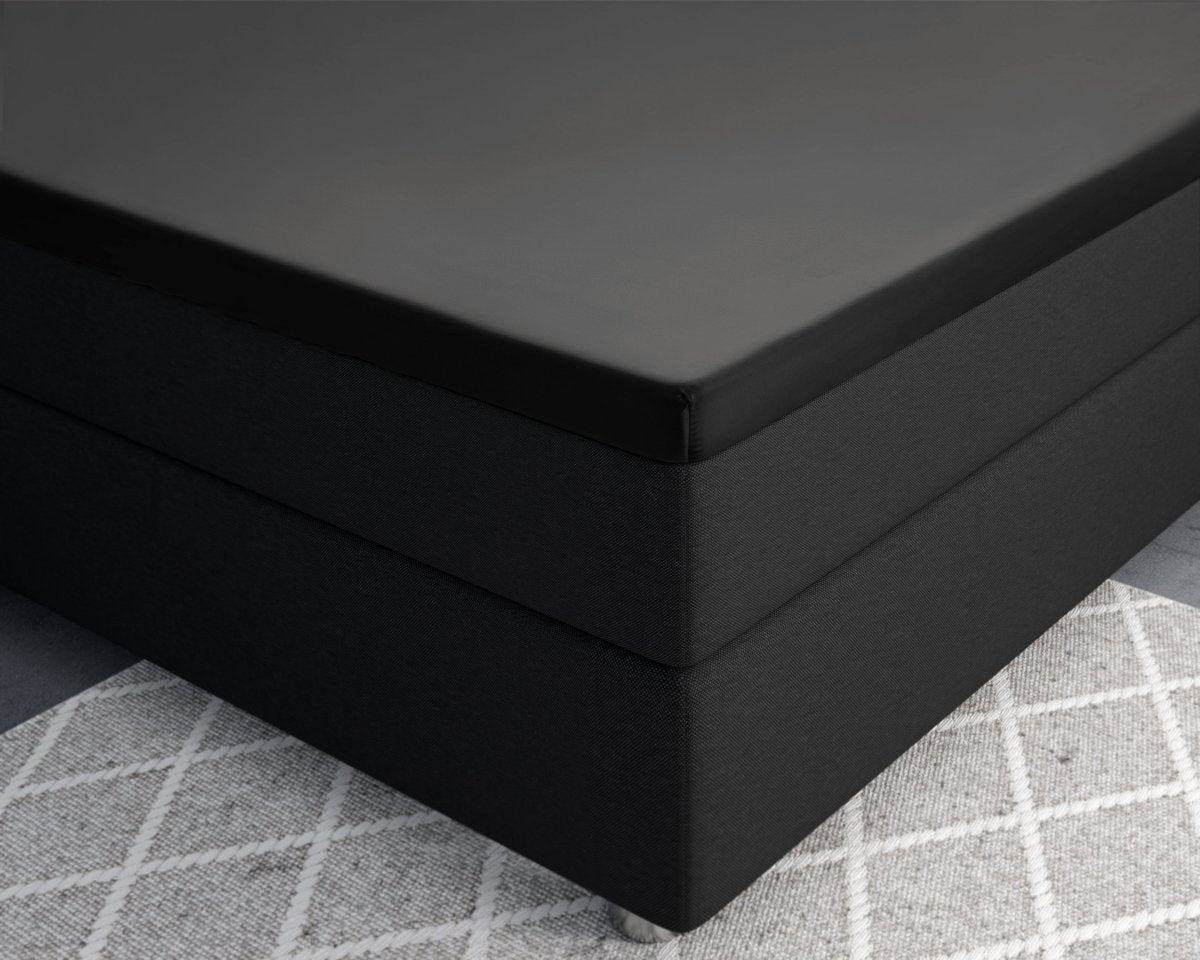 100% Cotton Satin Mattress Topper Fitted Sheet | Black | Single 90 x 200cm (L) x 15cm (D) - The Bedding & Blankets Store