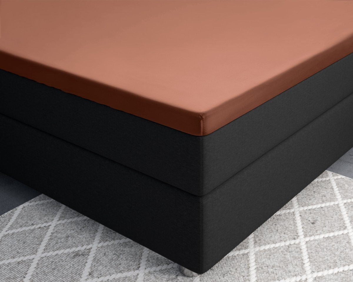 100% Cotton Satin Mattress Topper Fitted Sheet | Brown | Single 90 x 200cm (L) x 15cm (D) - The Bedding & Blankets Store