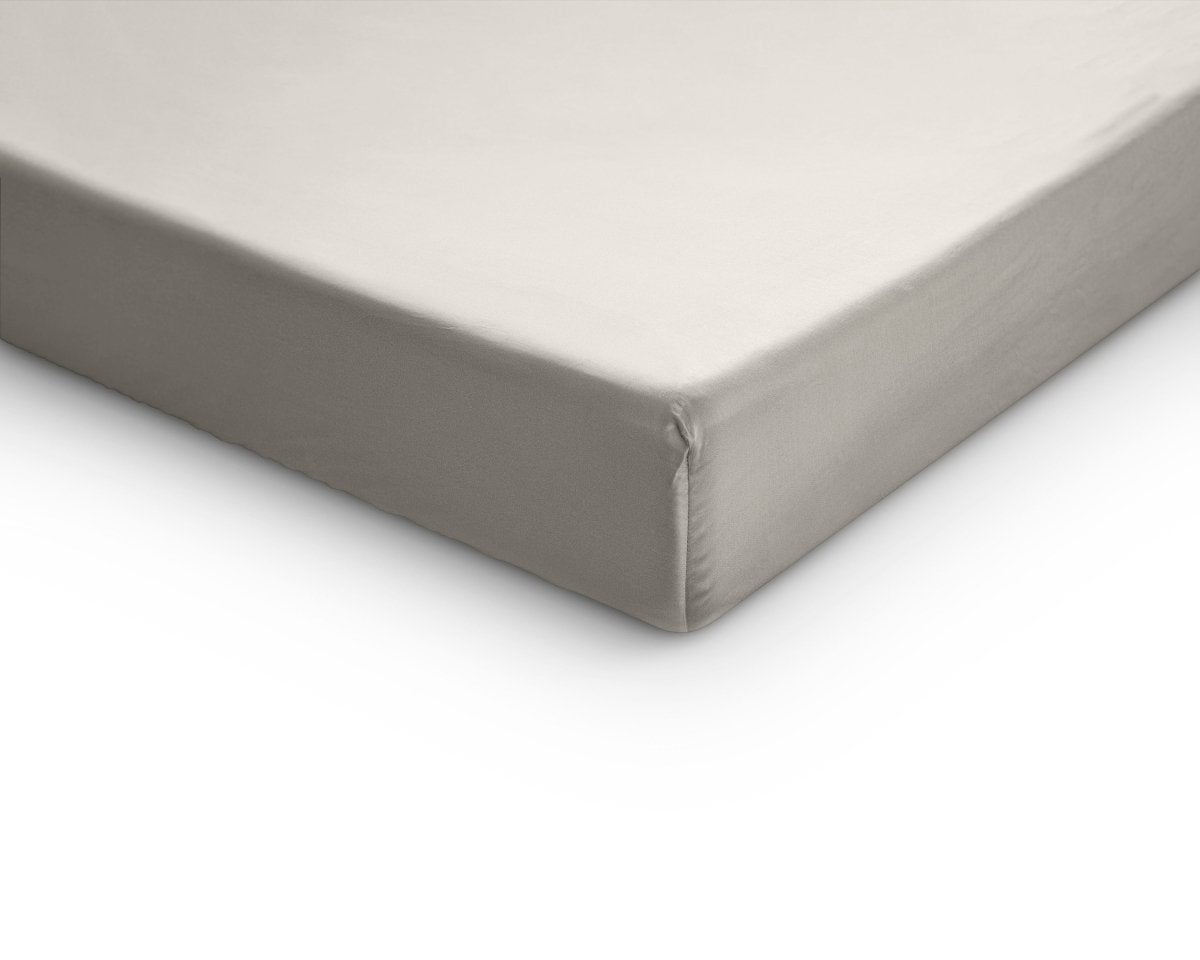 100% Cotton Satin Mattress Topper Fitted Sheet | Cream | Single 90 x 200cm (L) x 15cm (D) - The Bedding & Blankets Store