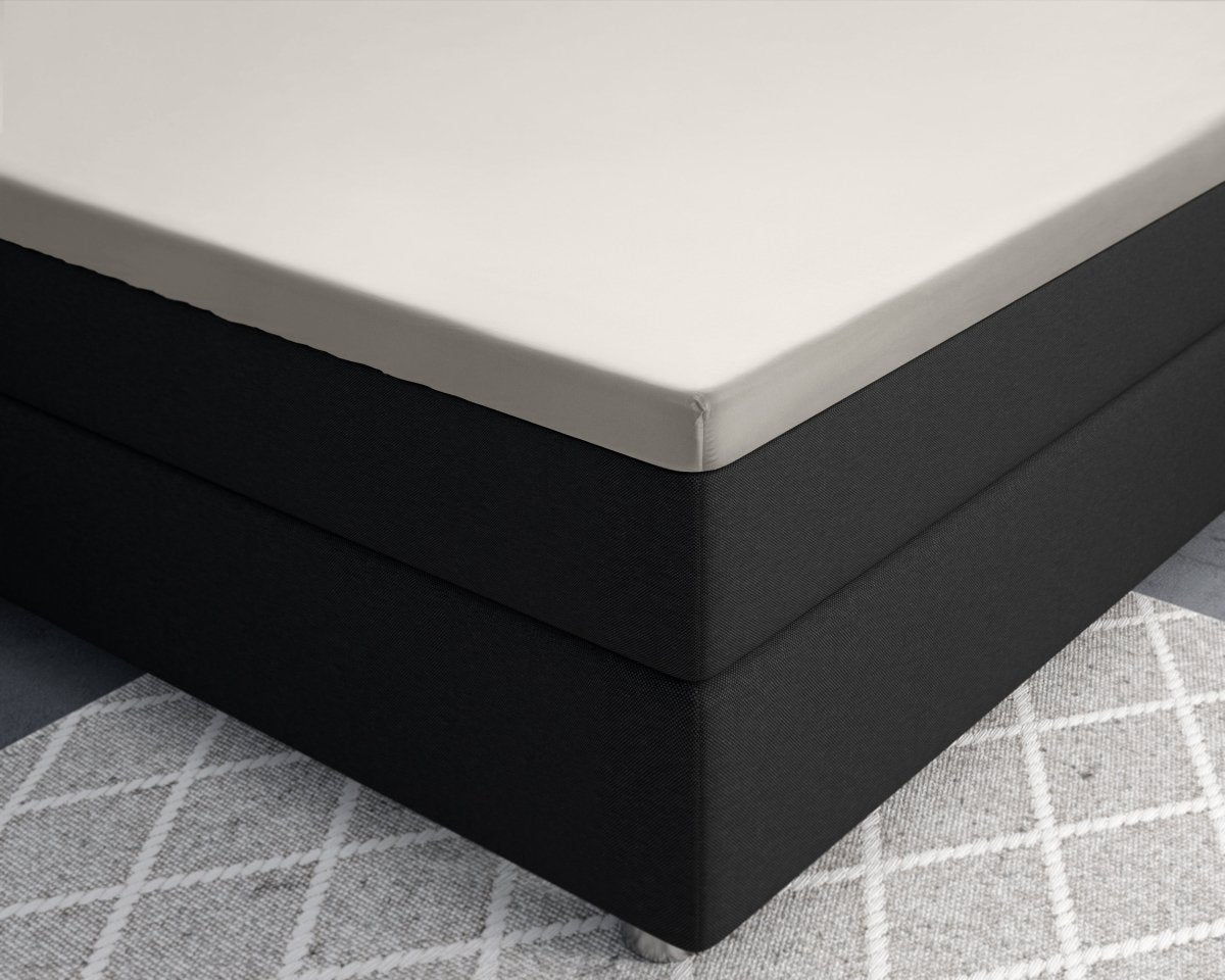 100% Cotton Satin Mattress Topper Fitted Sheet | Cream | Single 90 x 200cm (L) x 15cm (D) - The Bedding & Blankets Store