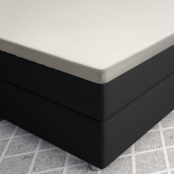100% Cotton Satin Mattress Topper Fitted Sheet | Cream | Single 90 x 200cm (L) x 15cm (D) - The Bedding & Blankets Store