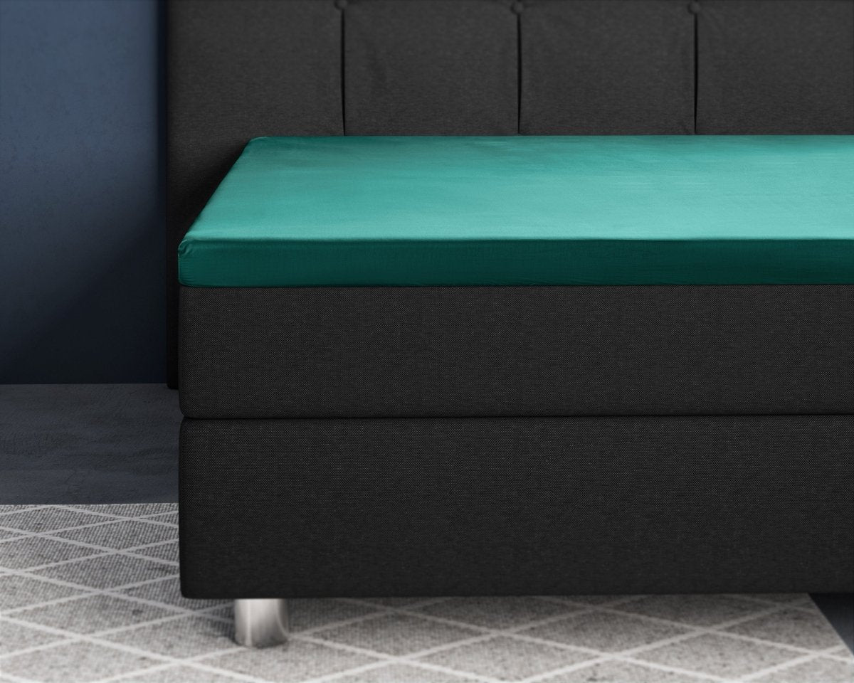 100% Cotton Satin Mattress Topper Fitted Sheet | Dark Green | Single 90 x 200cm (L) x 15cm (D) - The Bedding & Blankets Store