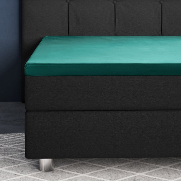 100% Cotton Satin Mattress Topper Fitted Sheet | Dark Green | Single 90 x 200cm (L) x 15cm (D) - The Bedding & Blankets Store