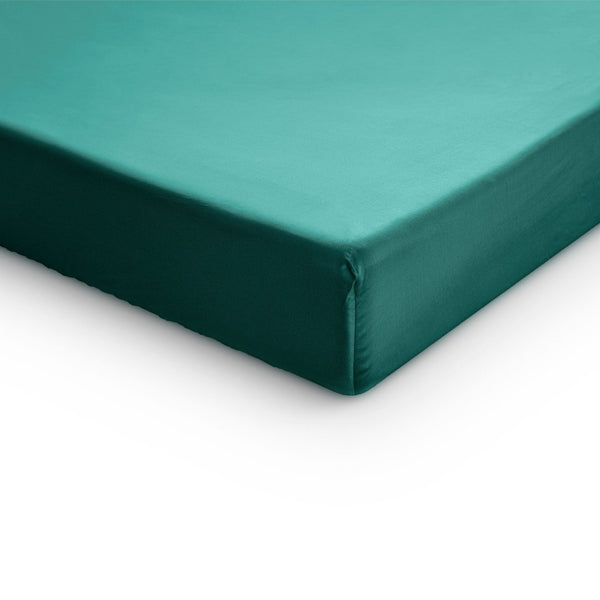 100% Cotton Satin Mattress Topper Fitted Sheet | Dark Green | Single 90 x 200cm (L) x 15cm (D) - The Bedding & Blankets Store