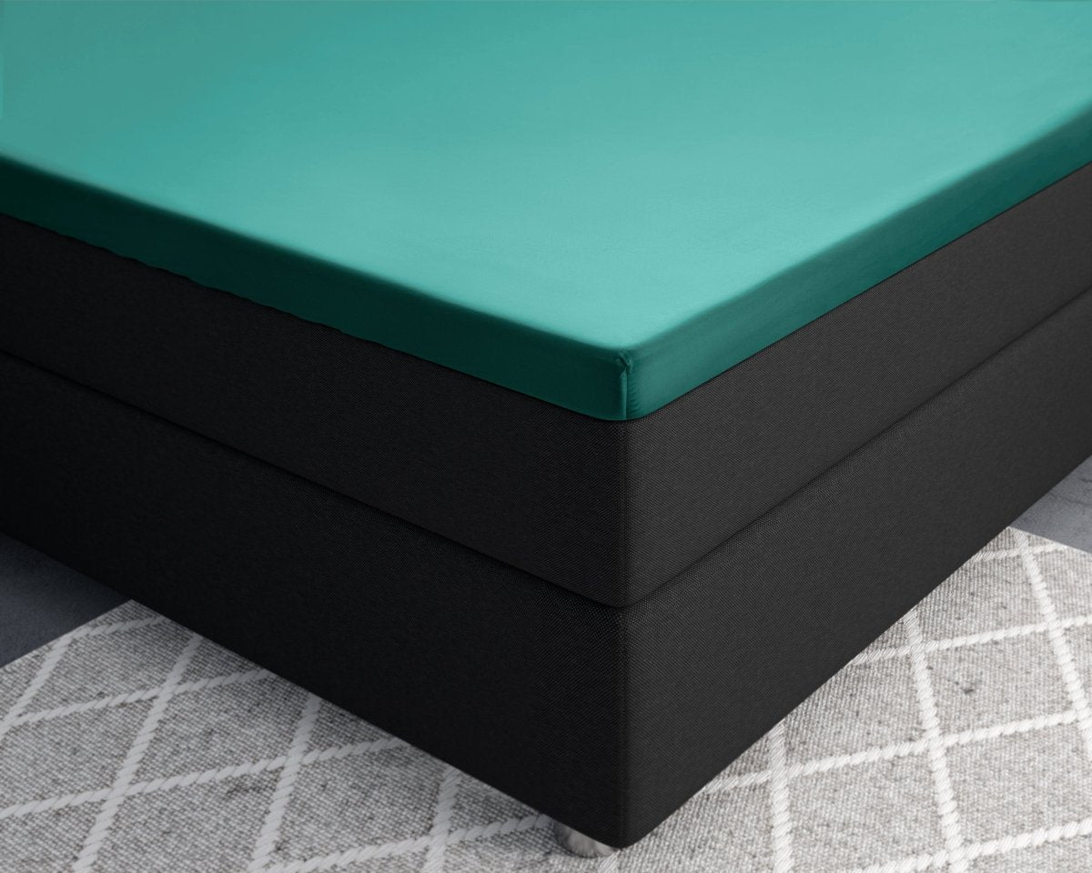 100% Cotton Satin Mattress Topper Fitted Sheet | Dark Green | Single 90 x 200cm (L) x 15cm (D) - The Bedding & Blankets Store