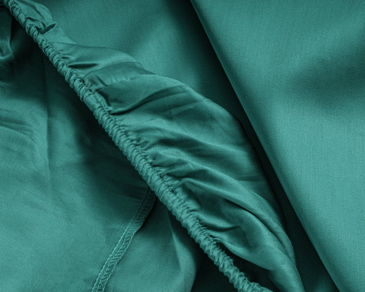 100% Cotton Satin Mattress Topper Fitted Sheet | Dark Green | Single 90 x 200cm (L) x 15cm (D) - The Bedding & Blankets Store