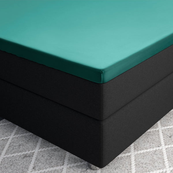 100% Cotton Satin Mattress Topper Fitted Sheet | Dark Green | Single 90 x 200cm (L) x 15cm (D) - The Bedding & Blankets Store