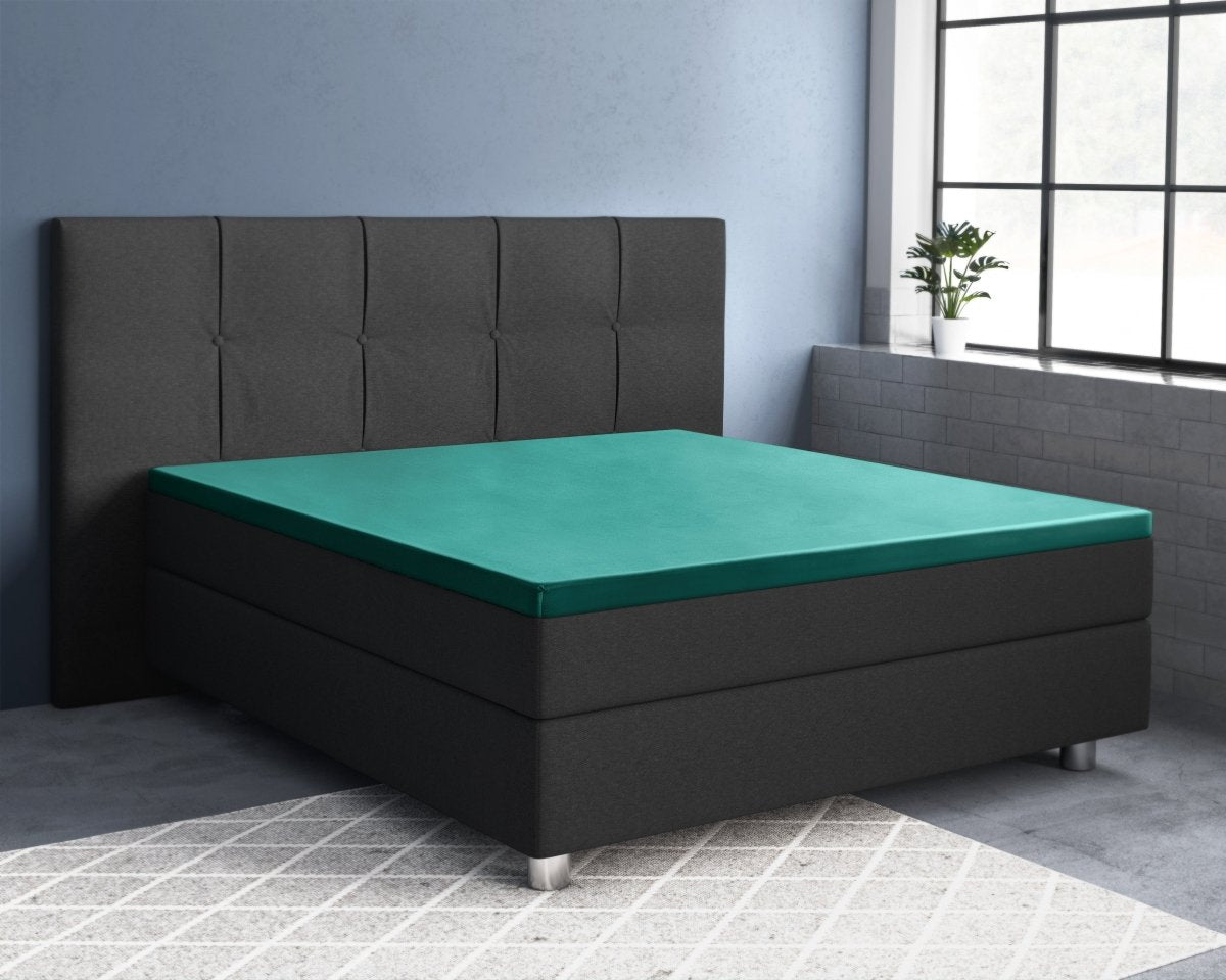 100% Cotton Satin Mattress Topper Fitted Sheet | Dark Green | Single 90 x 200cm (L) x 15cm (D) - The Bedding & Blankets Store