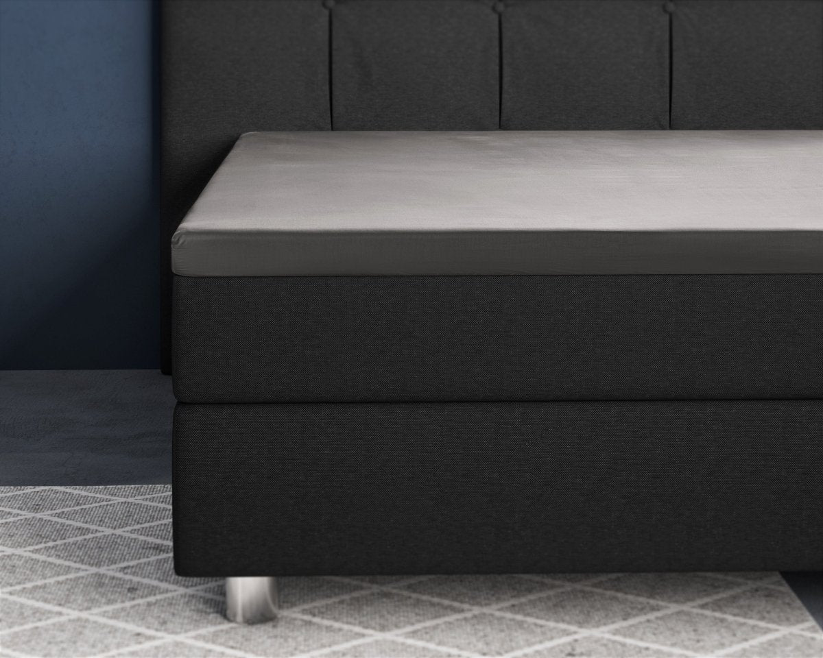 100% Cotton Satin Mattress Topper Fitted Sheet | Grey | Single 90 x 200cm (L) x 15cm (D) - The Bedding & Blankets Store