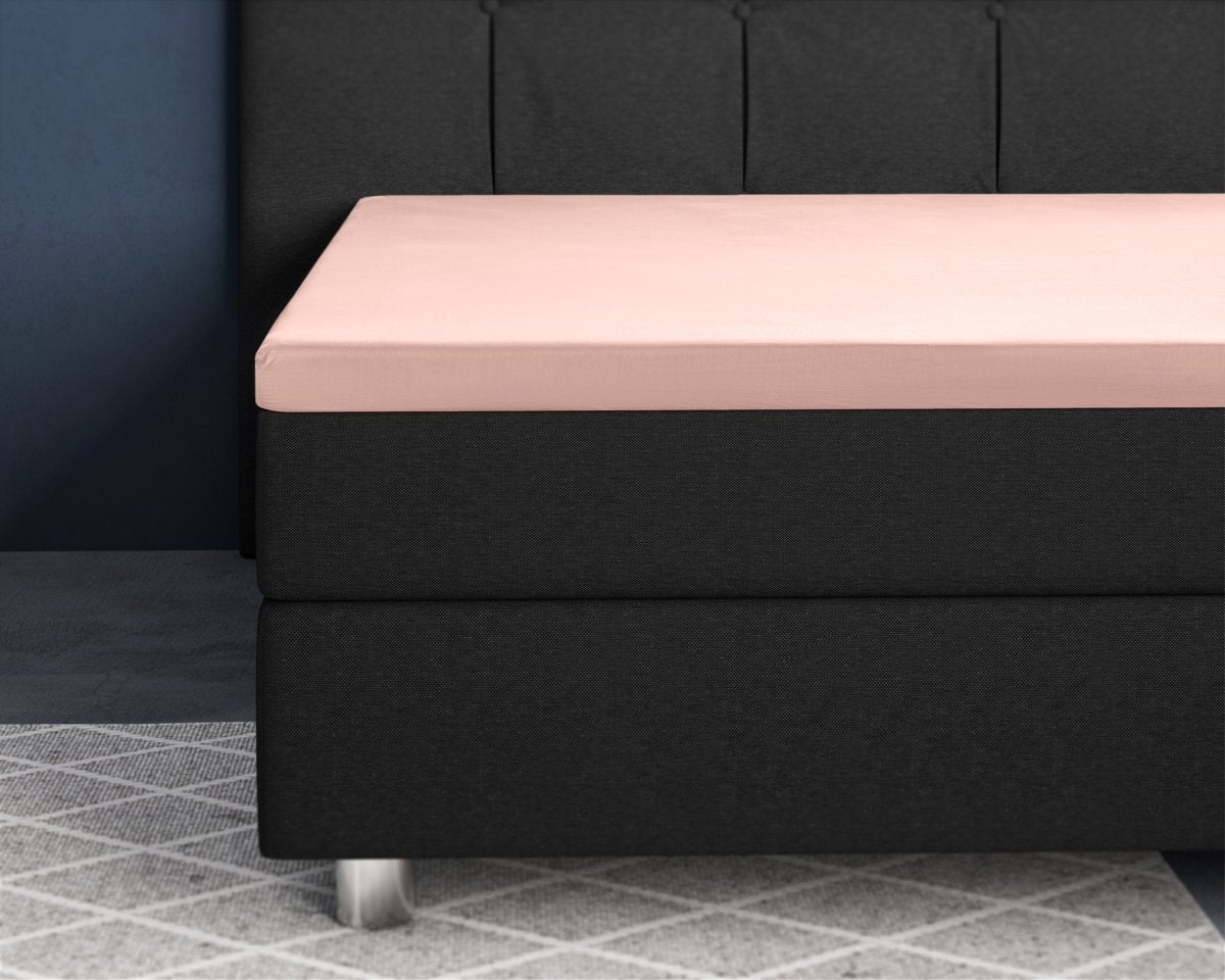 100% Cotton Satin Mattress Topper Fitted Sheet | Pink | Single 90 x 200cm (L) x 15cm (D) - The Bedding & Blankets Store