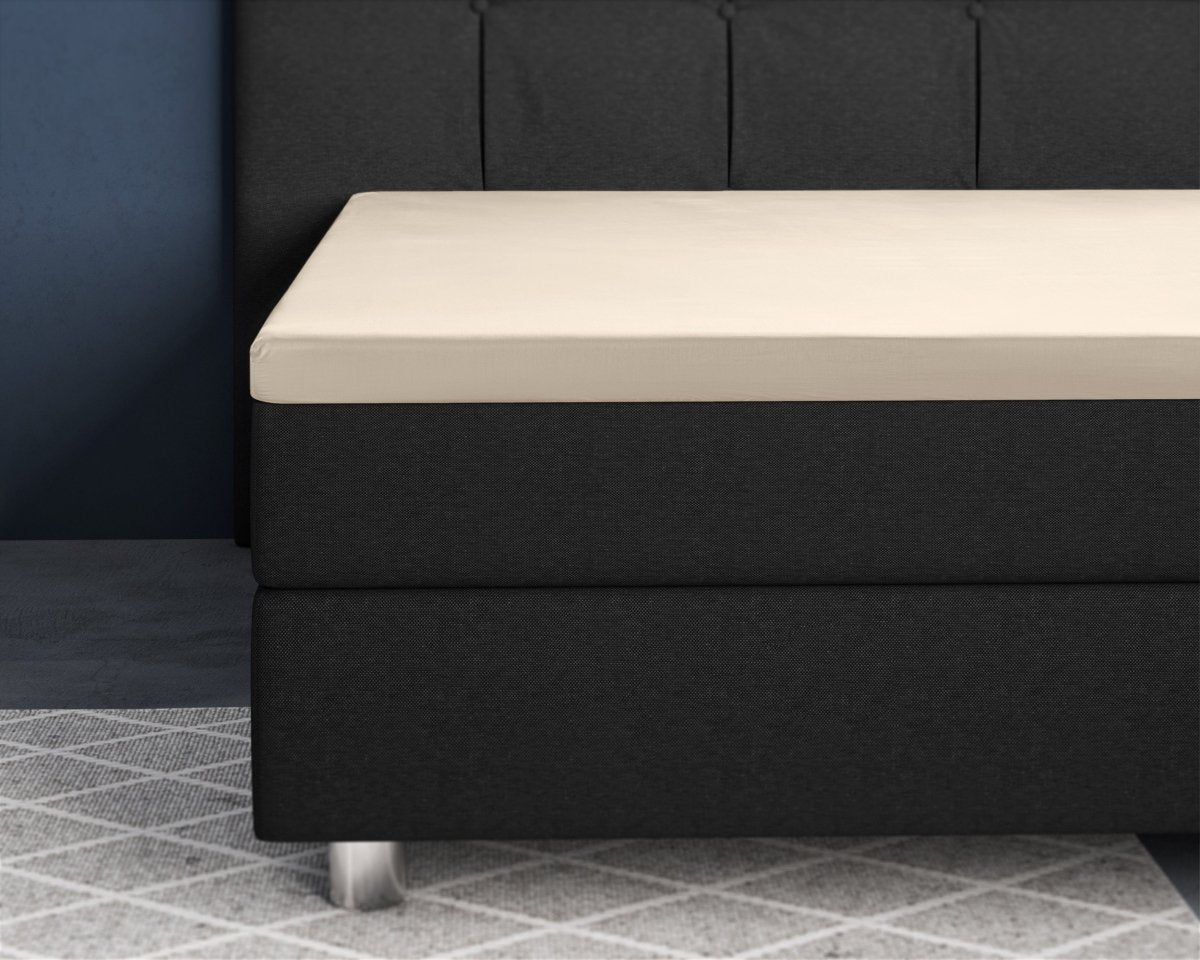 100% Cotton Satin Mattress Topper Fitted Sheet | Sand | Single 90 x 200cm (L) x 15cm (D) - The Bedding & Blankets Store
