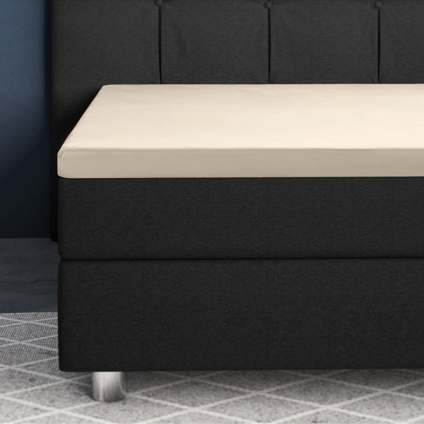 100% Cotton Satin Mattress Topper Fitted Sheet | Sand | Single 90 x 200cm (L) x 15cm (D) - The Bedding & Blankets Store