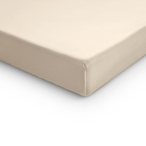 100% Cotton Satin Mattress Topper Fitted Sheet | Sand | Single 90 x 200cm (L) x 15cm (D) - The Bedding & Blankets Store