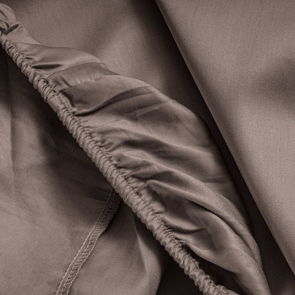 100% Cotton Satin Mattress Topper Fitted Sheet | Taupe | Single 90 x 200cm (L) x 15cm (D) - The Bedding & Blankets Store