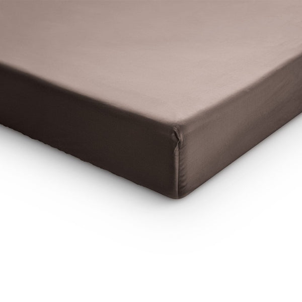 100% Cotton Satin Mattress Topper Fitted Sheet | Taupe | Single 90 x 200cm (L) x 15cm (D) - The Bedding & Blankets Store