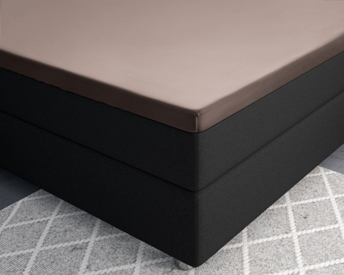 100% Cotton Satin Mattress Topper Fitted Sheet | Taupe | Single 90 x 200cm (L) x 15cm (D) - The Bedding & Blankets Store