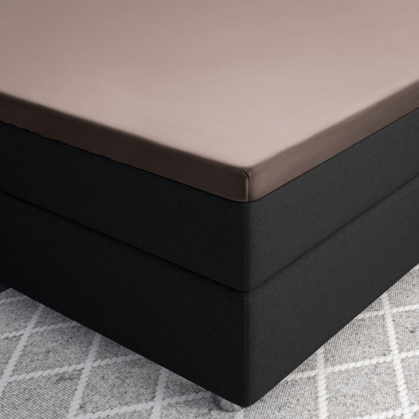 100% Cotton Satin Mattress Topper Fitted Sheet | Taupe | Single 90 x 200cm (L) x 15cm (D) - The Bedding & Blankets Store