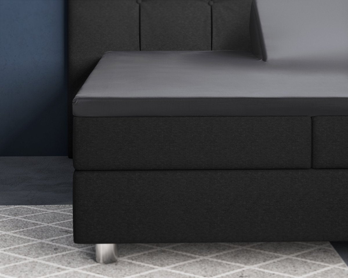 100% Cotton Satin Split - Topper Fitted Sheet | Anthracite Grey | Queen 160 x 200cm (L) x 15cm (D) - The Bedding & Blankets Store