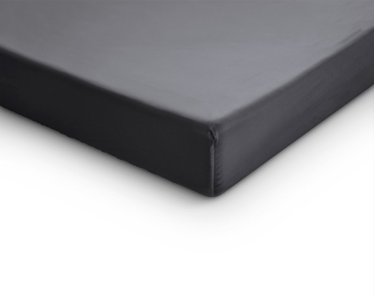 100% Cotton Satin Split - Topper Fitted Sheet | Anthracite Grey | Queen 160 x 200cm (L) x 15cm (D) - The Bedding & Blankets Store