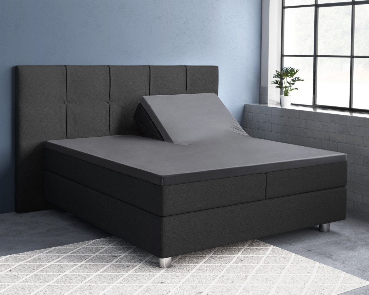 100% Cotton Satin Split - Topper Fitted Sheet | Anthracite Grey | Queen 160 x 200cm (L) x 15cm (D) - The Bedding & Blankets Store