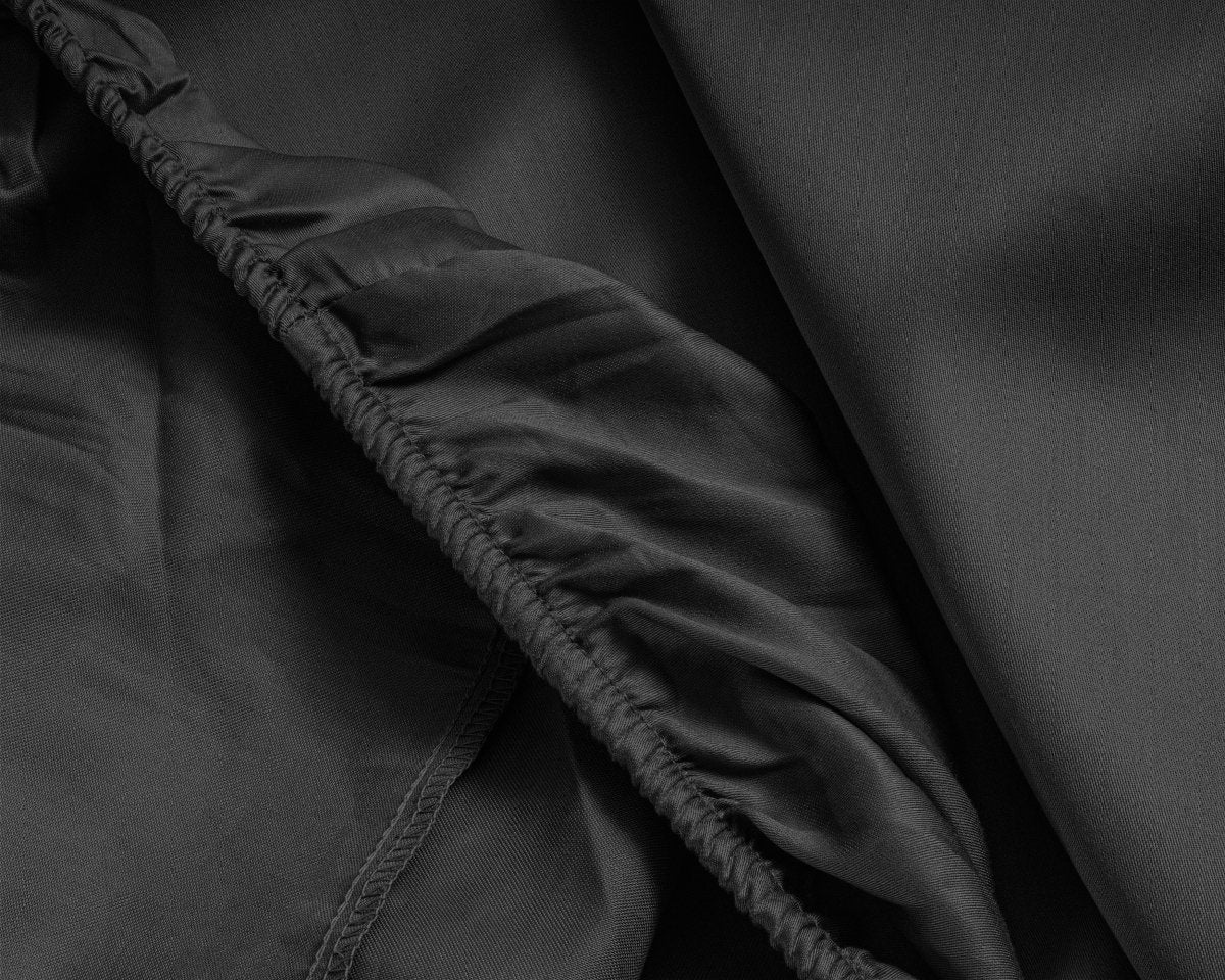 100% Cotton Satin Split - Topper Fitted Sheet | Black | Queen 160 x 200cm (L) x 15cm (D) - The Bedding & Blankets Store