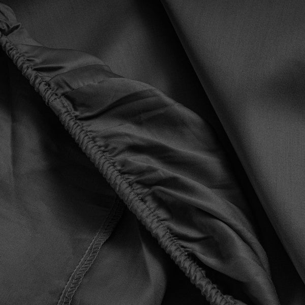 100% Cotton Satin Split - Topper Fitted Sheet | Black | Queen 160 x 200cm (L) x 15cm (D) - The Bedding & Blankets Store