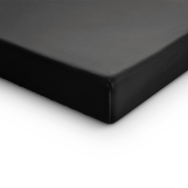 100% Cotton Satin Split - Topper Fitted Sheet | Black | Queen 160 x 200cm (L) x 15cm (D) - The Bedding & Blankets Store