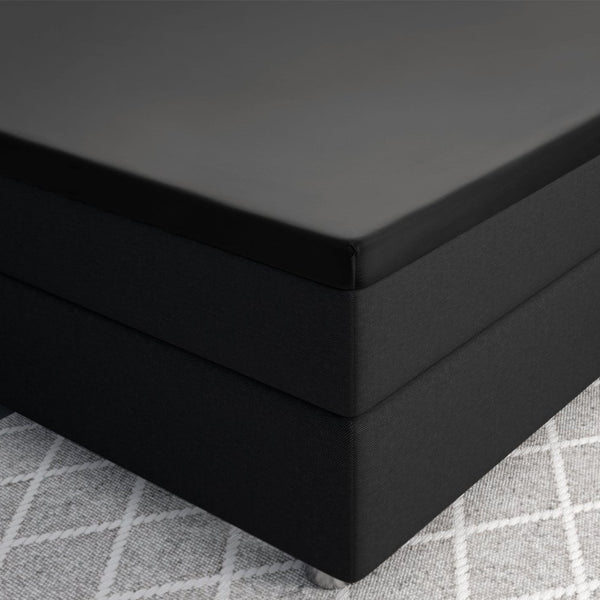 100% Cotton Satin Split - Topper Fitted Sheet | Black | Queen 160 x 200cm (L) x 15cm (D) - The Bedding & Blankets Store