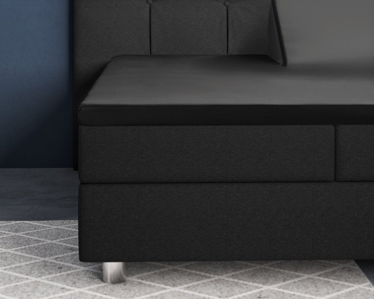100% Cotton Satin Split - Topper Fitted Sheet | Black | Queen 160 x 200cm (L) x 15cm (D) - The Bedding & Blankets Store