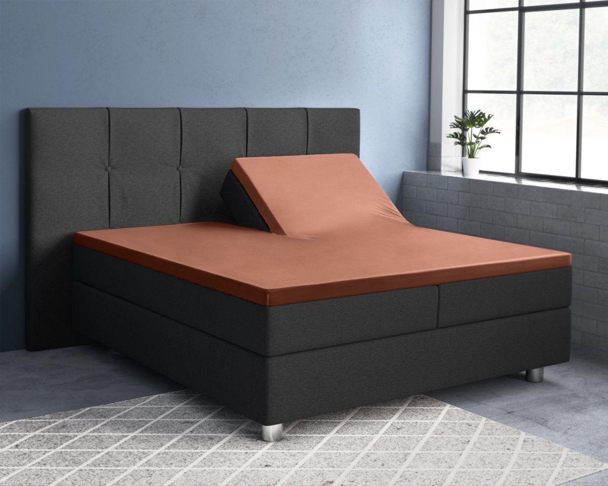 100% Cotton Satin Split - Topper Fitted Sheet | Brown | Queen 160 x 200cm (L) x 15cm (D) - The Bedding & Blankets Store