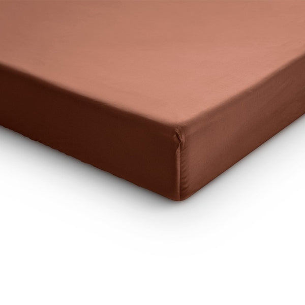 100% Cotton Satin Split - Topper Fitted Sheet | Brown | Queen 160 x 200cm (L) x 15cm (D) - The Bedding & Blankets Store