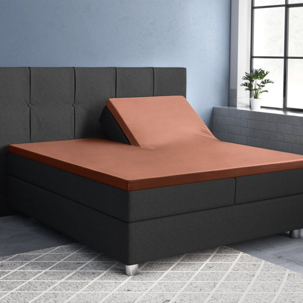 100% Cotton Satin Split - Topper Fitted Sheet | Brown | Queen 160 x 200cm (L) x 15cm (D) - The Bedding & Blankets Store
