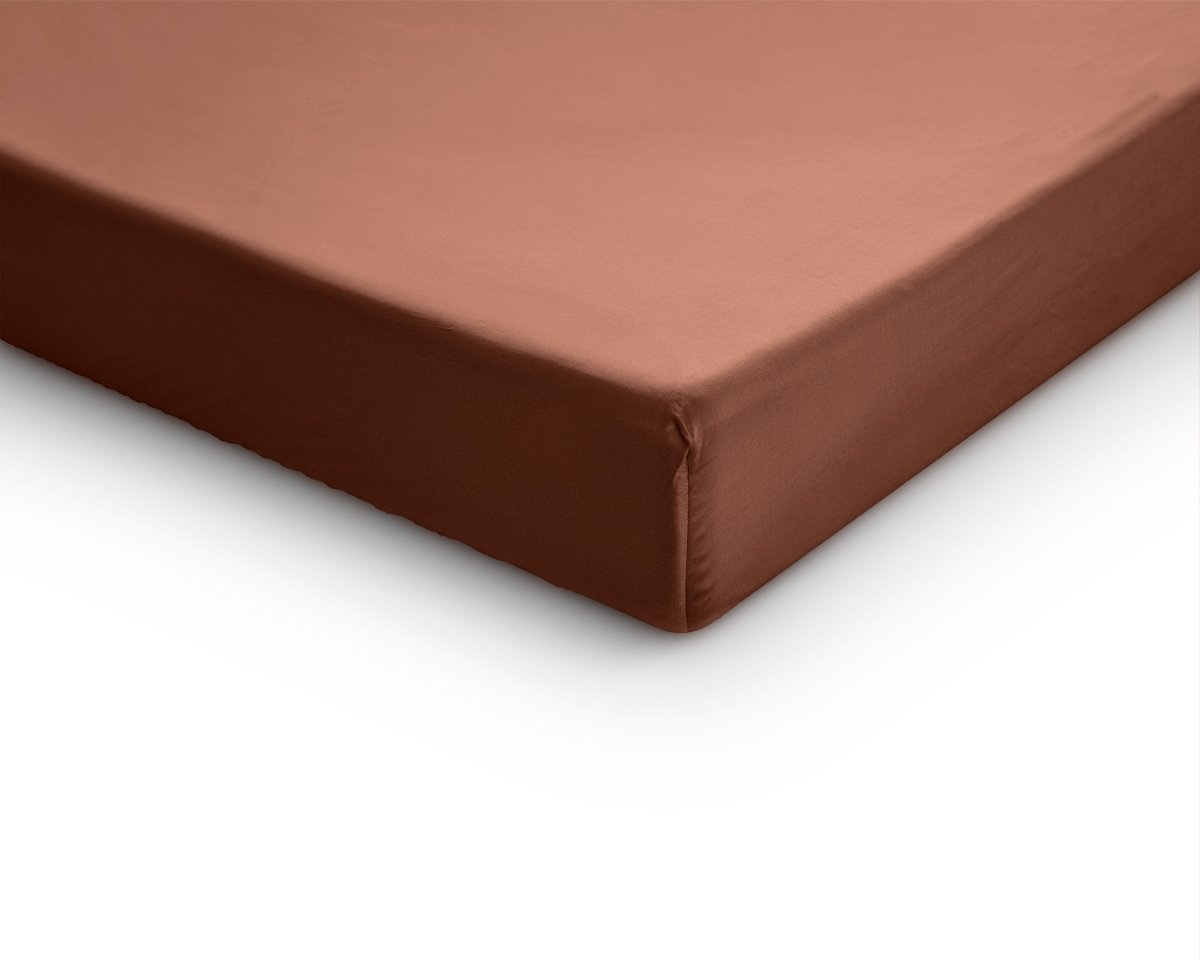 100% Cotton Satin Split - Topper Fitted Sheet | Brown | Queen 160 x 200cm (L) x 15cm (D) - The Bedding & Blankets Store