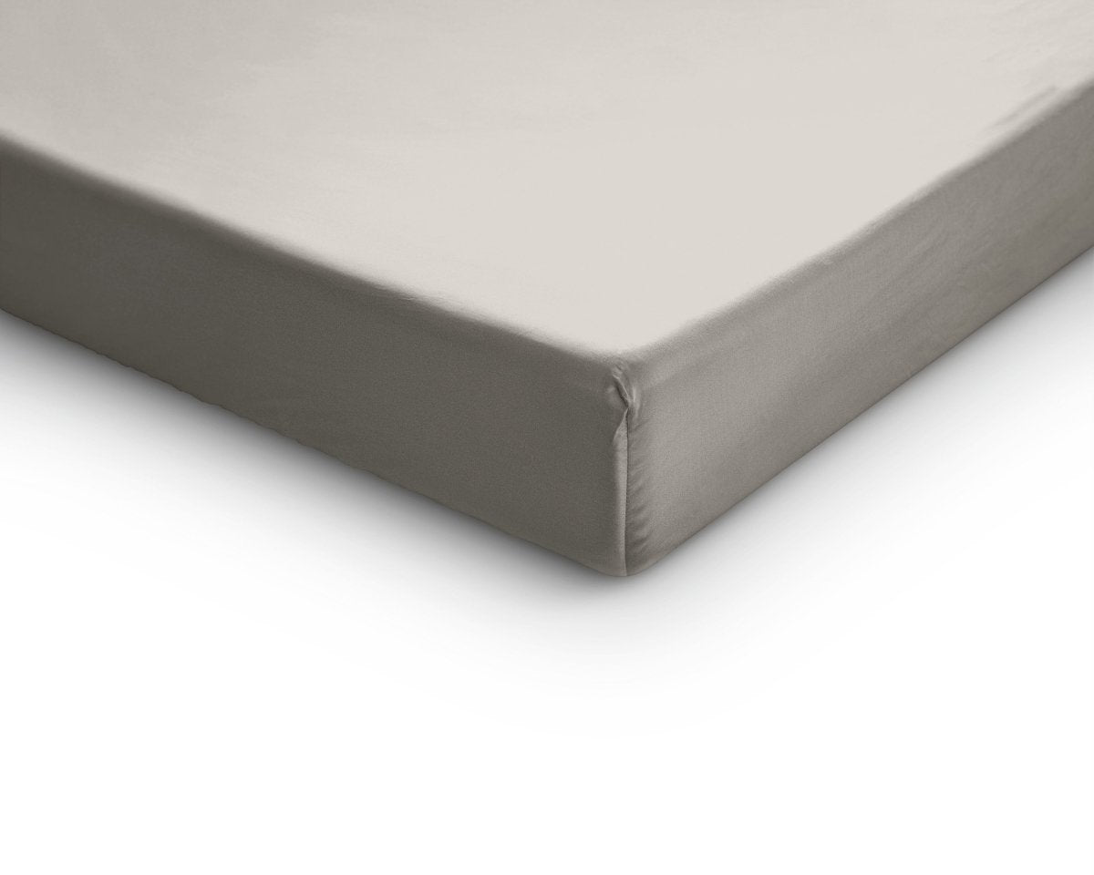 100% Cotton Satin Split - Topper Fitted Sheet | Cream | Queen 160 x 200cm (L) x 15cm (D) - The Bedding & Blankets Store