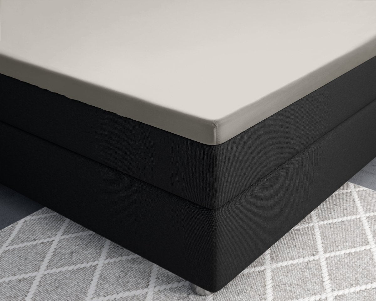 100% Cotton Satin Split - Topper Fitted Sheet | Cream | Queen 160 x 200cm (L) x 15cm (D) - The Bedding & Blankets Store