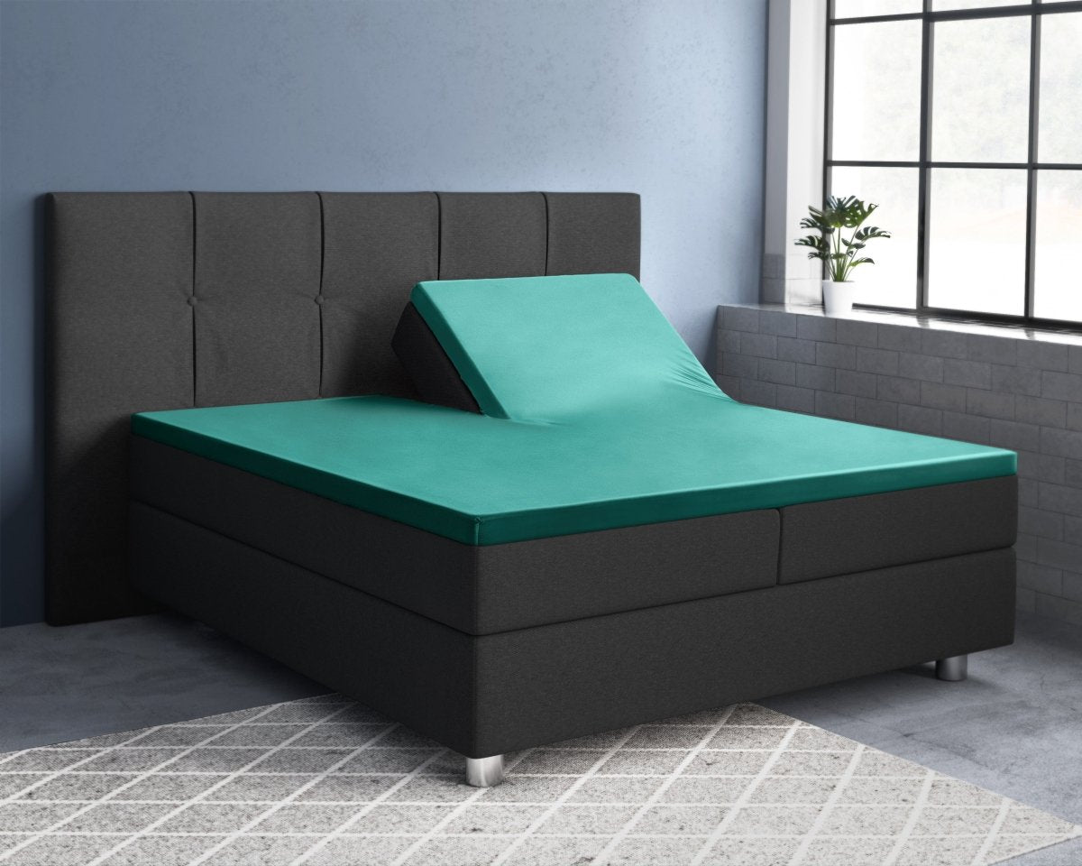 100% Cotton Satin Split - Topper Fitted Sheet | Dark Green | Queen 160 x 200cm (L) x 15cm (D) - The Bedding & Blankets Store